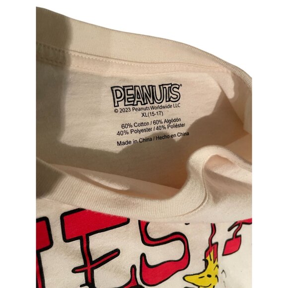 Peanuts Fiesta Siesta Snoopy T-Shirt XL Beige Cotton/Polyester Blend Fun Graphic - Picture 3 of 9